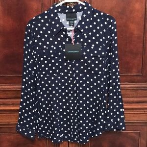 Navy blue with polka dots